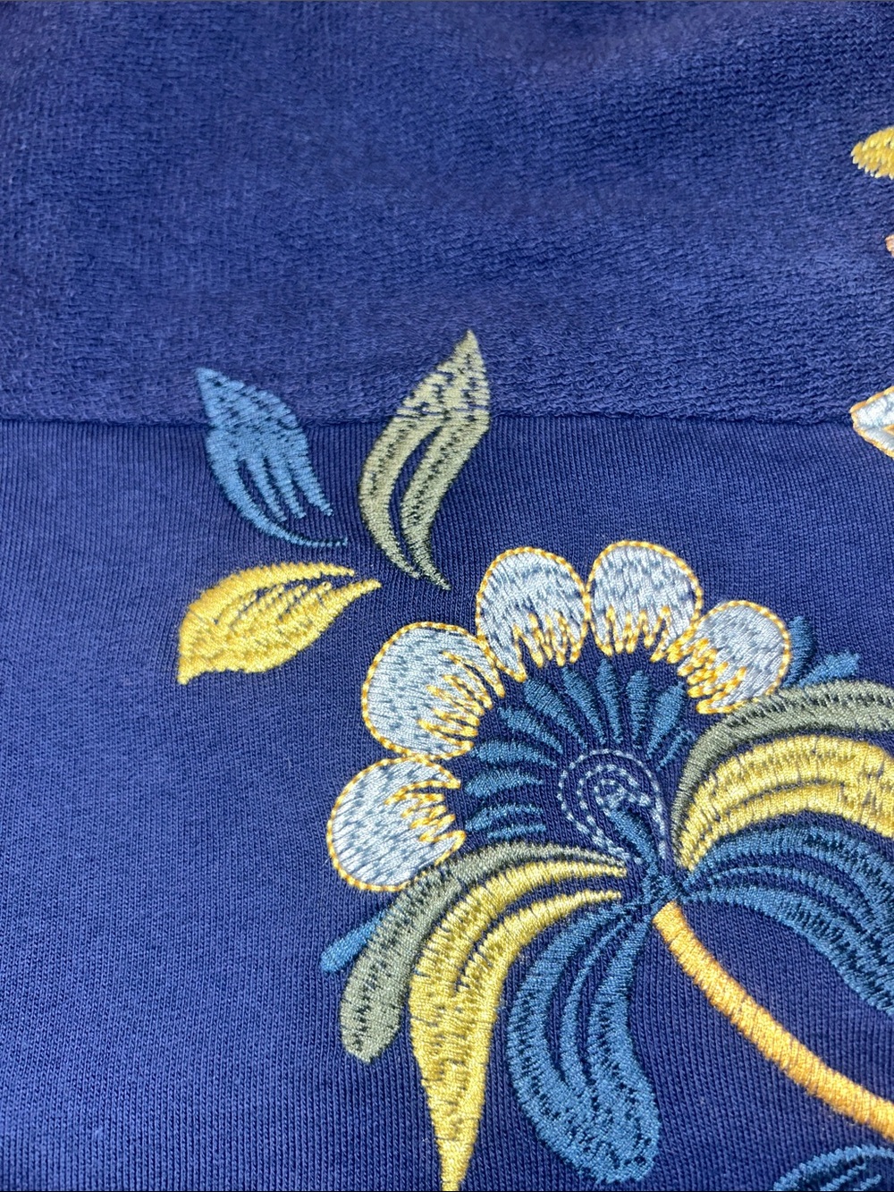 Johnny Was Blue Floral Embroidered Sweatshirt - Picture 4 of 12